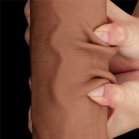 14'' King Sized Sliding Skin Dual Layer Dong Brown - Duże dildo na przyssawce