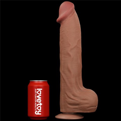 14'' King Sized Sliding Skin Dual Layer Dong Brown - Duże dildo na przyssawce