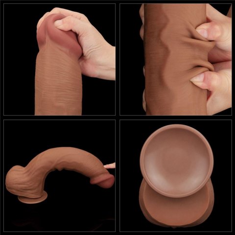 14'' King Sized Sliding Skin Dual Layer Dong Brown - Duże dildo na przyssawce