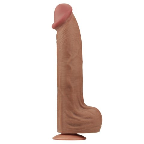 14'' King Sized Sliding Skin Dual Layer Dong Brown - Duże dildo na przyssawce