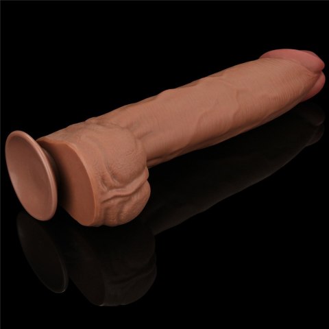 14'' King Sized Sliding Skin Dual Layer Dong Brown - Duże dildo na przyssawce