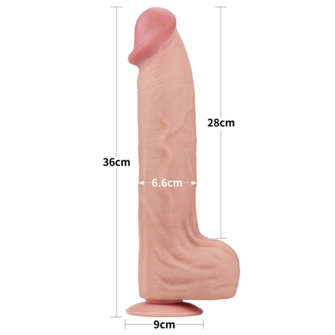 14'' King Sized Sliding Skin Dual Layer Dong - Duże dildo na przyssawce