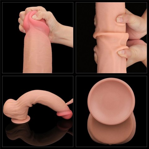 14'' King Sized Sliding Skin Dual Layer Dong - Duże dildo na przyssawce