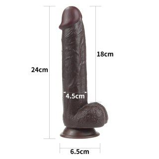 9.5'' Sliding Skin Dual Layer Dong - Black - Czarne realistyczne dildo