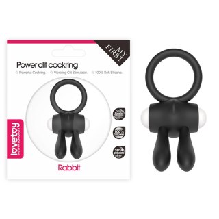 Power Clit Silicone Cockring Black - Wibrujący pierścień na penisa