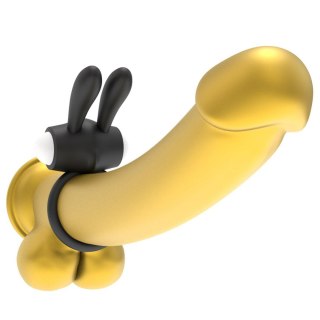 Power Clit Silicone Cockring Black - Wibrujący pierścień na penisa