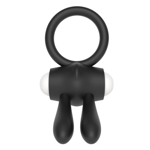 Power Clit Silicone Cockring Black - Wibrujący pierścień na penisa