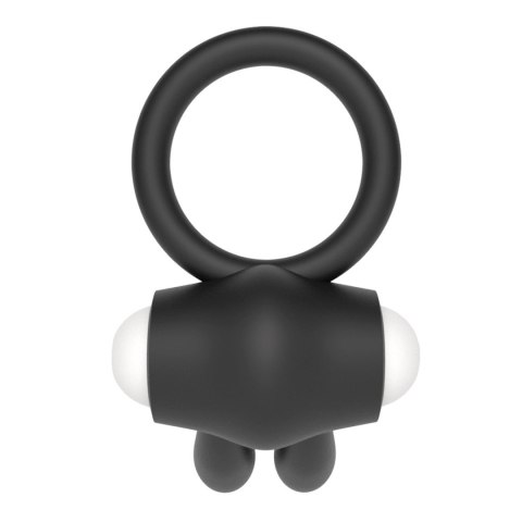 Power Clit Silicone Cockring Black - Wibrujący pierścień na penisa