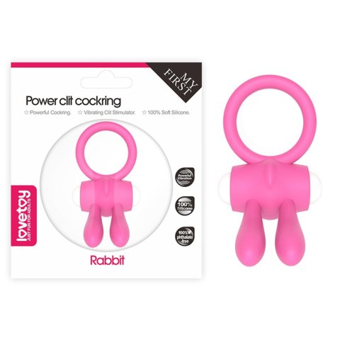 Power Clit Silicone Cockring Pink - Wibrujący pierścień na penisa