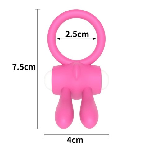 Power Clit Silicone Cockring Pink - Wibrujący pierścień na penisa