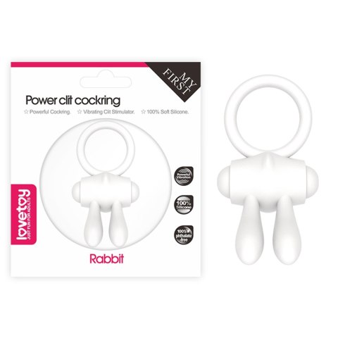 Power Clit Silicone Cockring White - Wibrujący pierścień na penisa