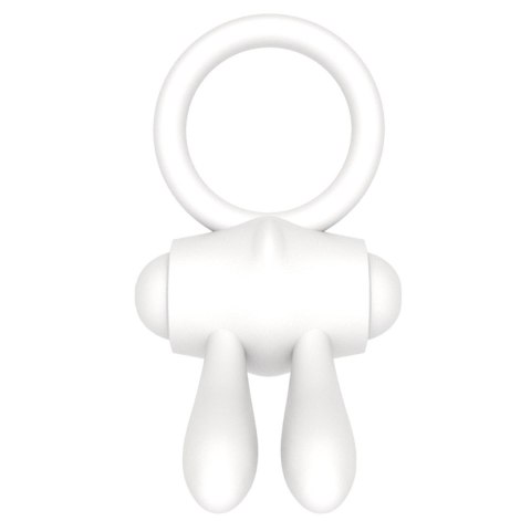 Power Clit Silicone Cockring White - Wibrujący pierścień na penisa