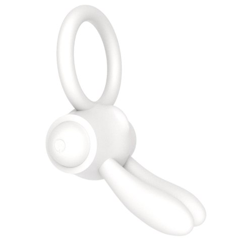 Power Clit Silicone Cockring White - Wibrujący pierścień na penisa