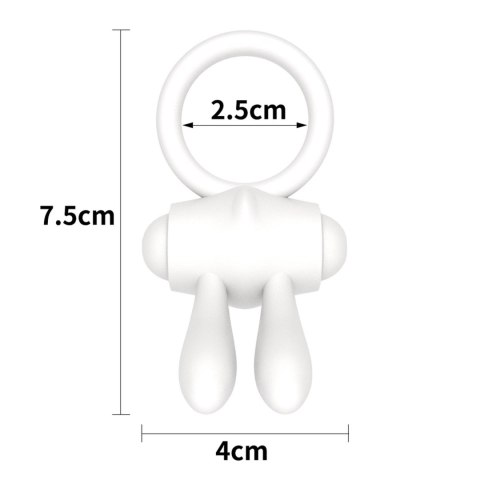 Power Clit Silicone Cockring White - Wibrujący pierścień na penisa