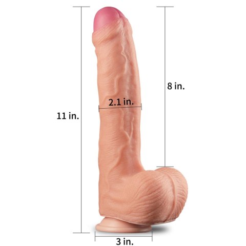 11"" Dual Layer Platinum Silicone Cock - Realistyczne dildo na przyssawce