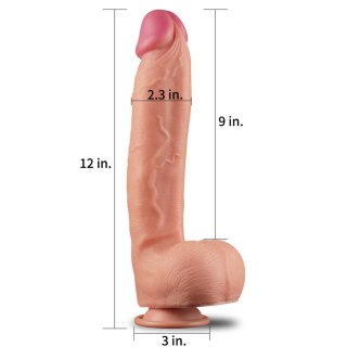 12"" Dual Layered Platinum Silicone Cock - Realistyczne dildo na przyssawce