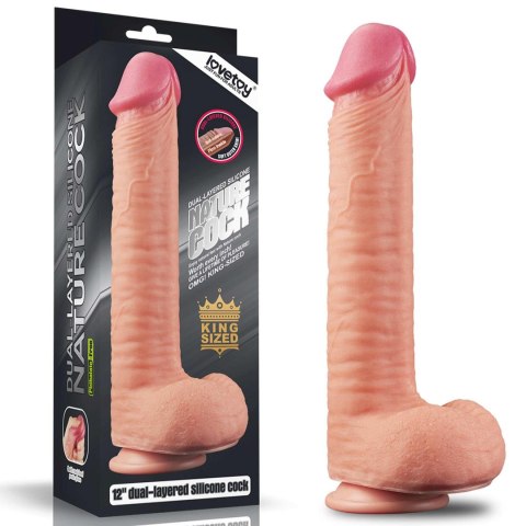 12"" Dual Layered Platinum Silicone Cock - Realistyczne dildo na przyssawce