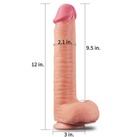 12"" Dual Layered Platinum Silicone Cock - Realistyczne dildo na przyssawce