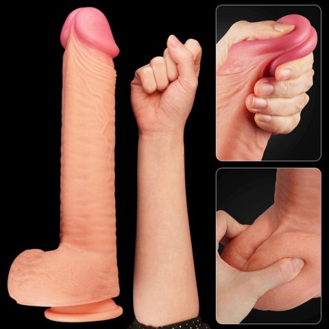 12"" Dual Layered Platinum Silicone Cock - Realistyczne dildo na przyssawce