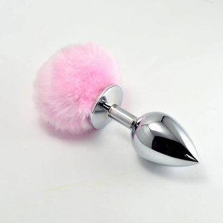 Pompon Metal Plug Large Pink - Korek analny z pomponem