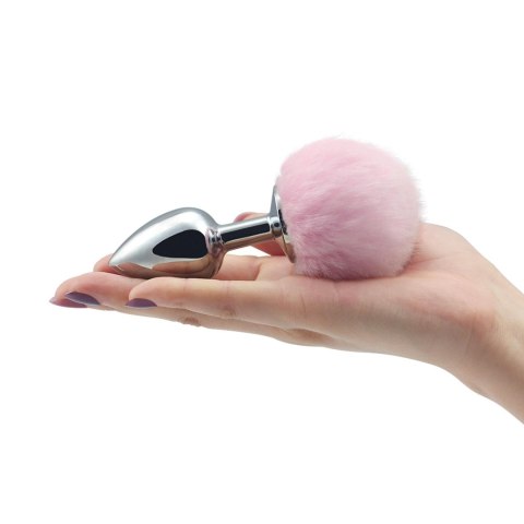 Pompon Metal Plug Small Pink - Korek analny z pomponem