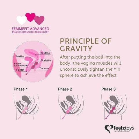 FeelzToys - FemmeFit Advanced Pelvic Muscle Training Set 3 pcs - zestaw kulek gejszy