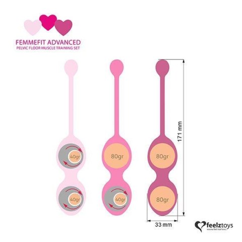 FeelzToys - FemmeFit Advanced Pelvic Muscle Training Set 3 pcs - zestaw kulek gejszy