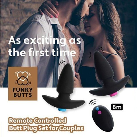 FeelzToys - FunkyButts Remote Controlled Butt Plug Set for Couples - Wibrujący korek analny