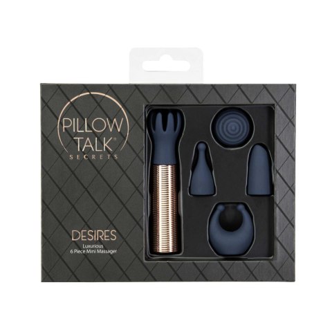 Pillow Talk - Secrets Choices 6 Piece Mini Massager Set Navy Blue/Rose Gold