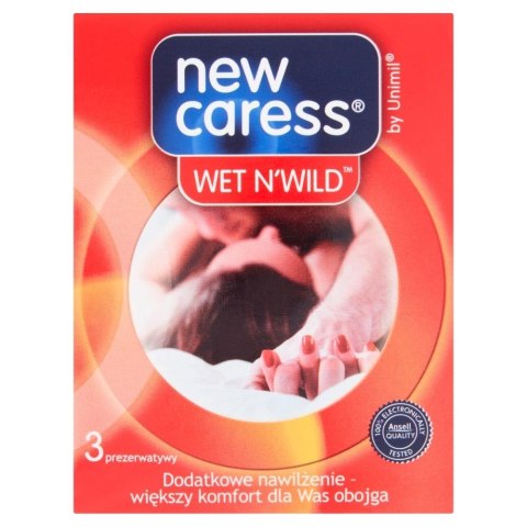 NEW CARESS BOX 3 WET N"" WILD - prezerwatywy