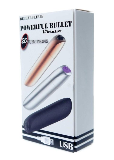 Stymulator-Rechargeable Powerful Bullet Vibrator USB 20 Functions - Shine Black