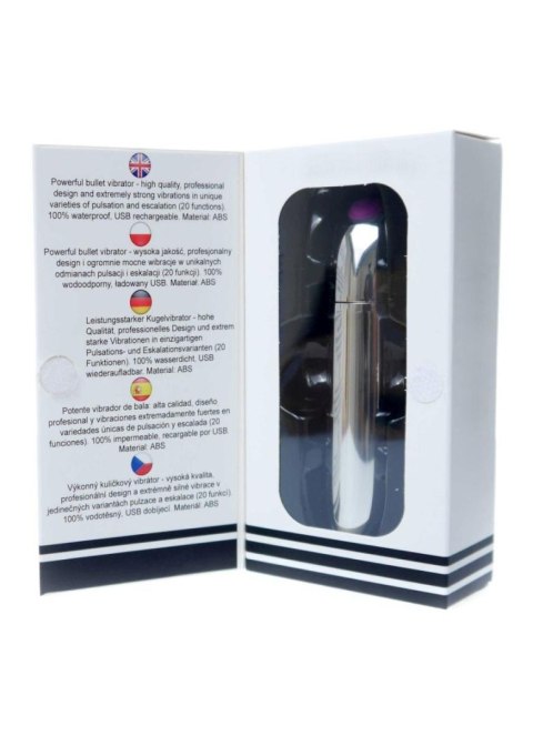 Stymulator-Rechargeable Powerful Bullet Vibrator USB 20 Functions - Silver