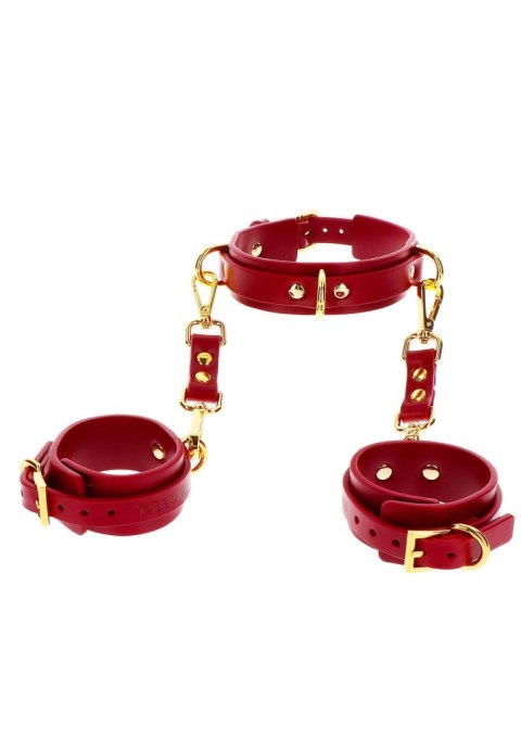 D-Ring Collar and Wrist Cuffs Red