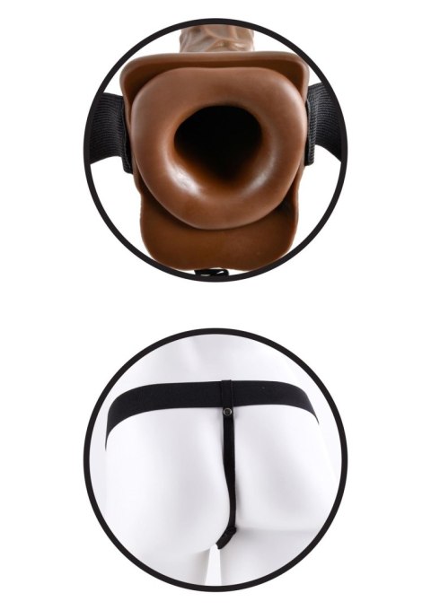 7 inch Hollow Strap-On Balls Brown skin tone