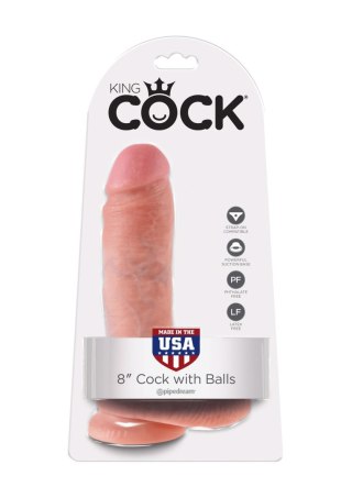 Cock 8 Inch With Balls Light skin tone - Realistyczne dildo na przyssawce