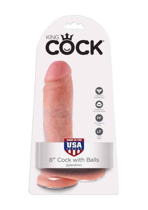 Cock 8 Inch With Balls Light skin tone - Realistyczne dildo na przyssawce