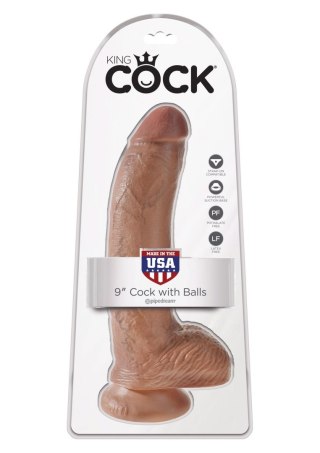 Cock 9 Inch With Balls Caramel skin tone - Realistyczne dildo na przyssawce