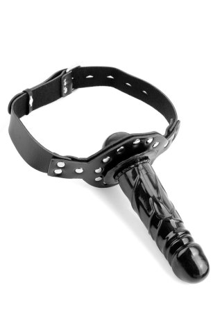 Deluxe Ball Gag with Dildo Black - Knebel z penisem