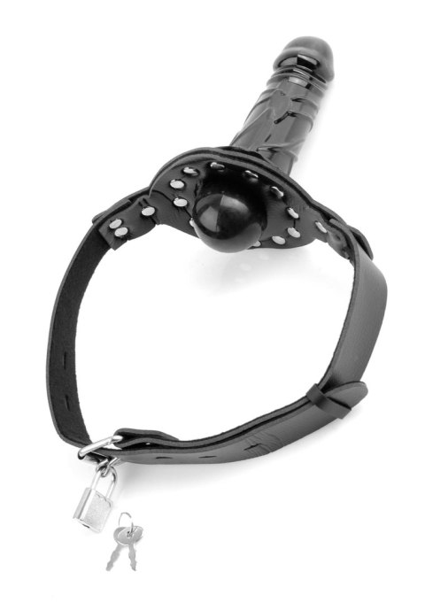 Deluxe Ball Gag with Dildo Black - Knebel z penisem