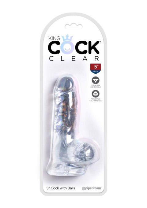 King Cock 5 Inch Cock w Balls Transparent - Dildo z przyssawką