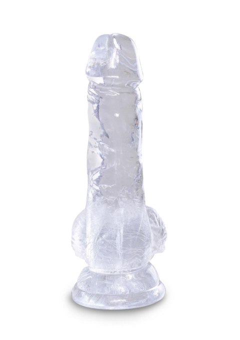 King Cock 5 Inch Cock w Balls Transparent - Dildo z przyssawką