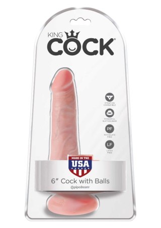 King Cock 6' Cock With Balls Light skin tone - Realistyczne dildo na przyssawce