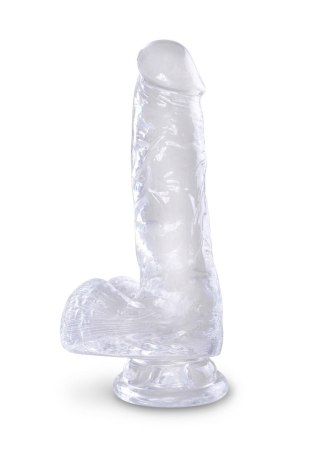 King Cock 6 Inch Cock w Balls Transparent - Dildo z przyssawką