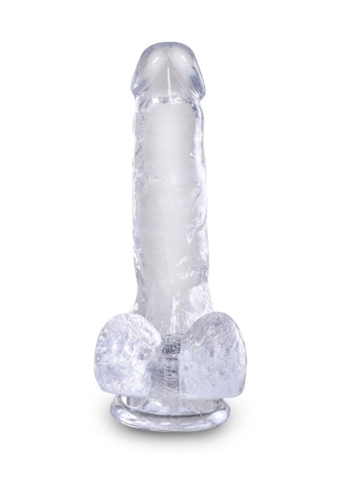 King Cock 6 Inch Cock w Balls Transparent - Dildo z przyssawką