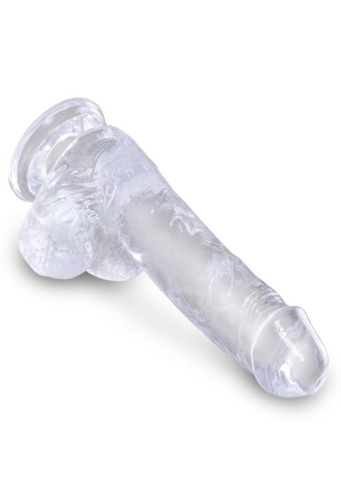 King Cock 6 Inch Cock w Balls Transparent - Dildo z przyssawką