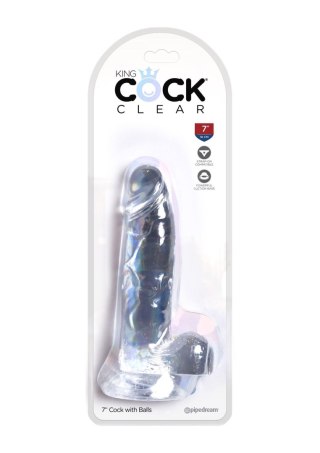 King Cock 7 Inch Cock w Balls Transparent - Dildo z przyssawką