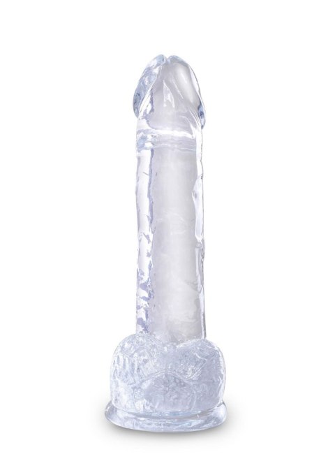 King Cock 7 Inch Cock w Balls Transparent - Dildo z przyssawką