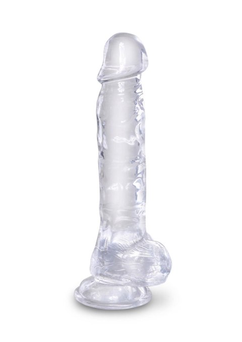 King Cock 8 Inch Cock w Balls Transparent - Dildo z przyssawką