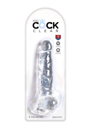 King Cock 8 Inch Cock w Balls Transparent - Dildo z przyssawką