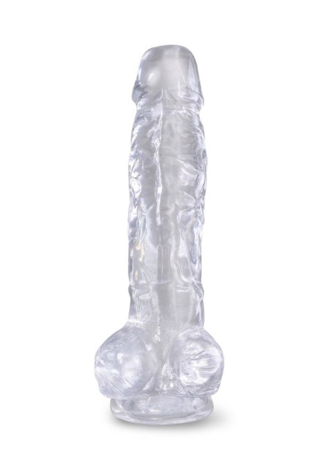 King Cock 8 Inch Cock w Balls Transparent - Dildo z przyssawką